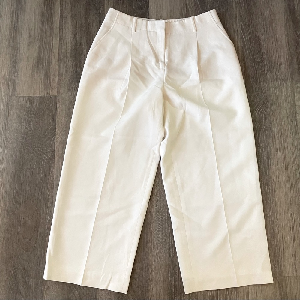 Lafayette 148 High Waisted Pleated Wide Leg Crop Ankle Pant